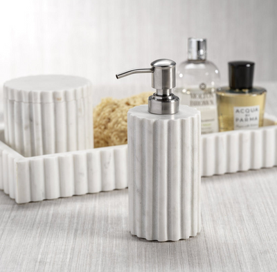 Camogli Fluted White Marble Soap Lotion Dispense
