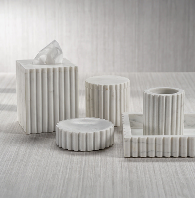 Camogli Fluted White Marble Tumbler