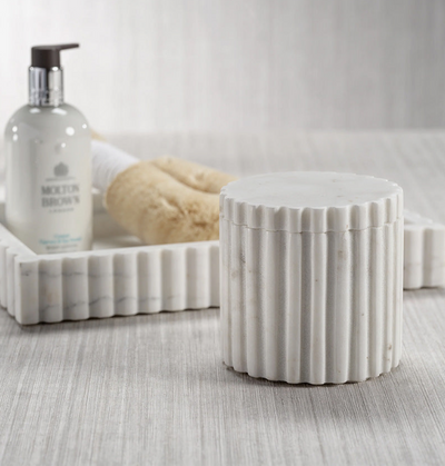 Camogli Fluted White Marble Canister