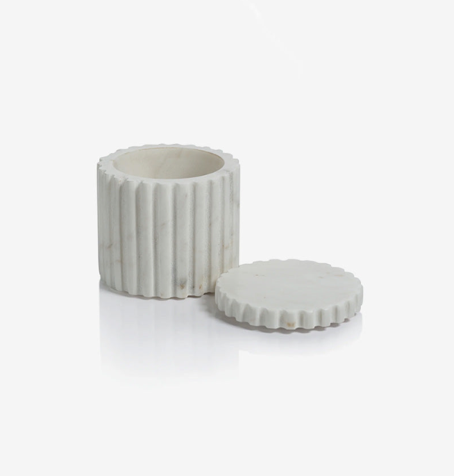 Camogli Fluted White Marble Canister