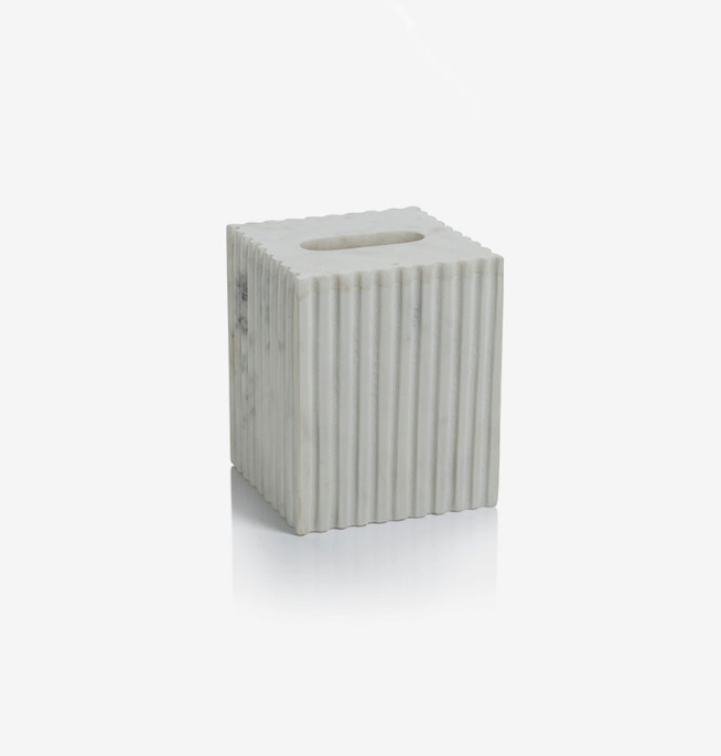 Camogli Fluted White Marble Tissue Box