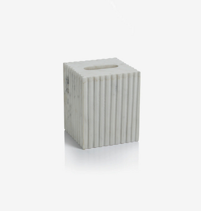 Camogli Fluted White Marble Tissue Box
