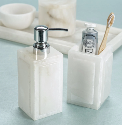 Cote dAzur Alabaster Brush and Comb Holder