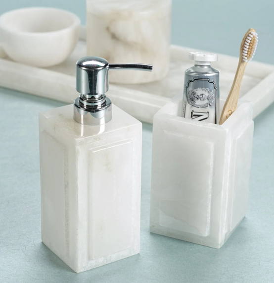 Cote dAzur Alabaster Brush and Comb Holder