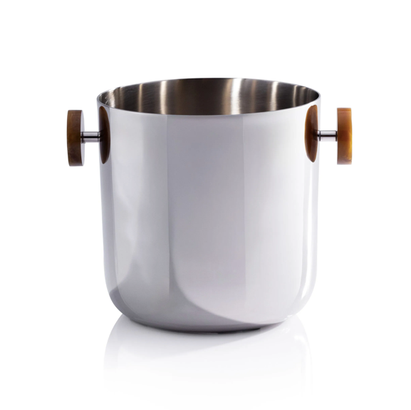 Spiga Stainless Steel Ice Bucket Nickel w Amber
