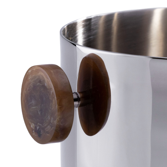 Spiga Stainless Steel Ice Bucket Nickel w Amber