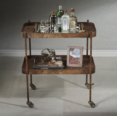 Beneteau Bar Cart in Burl Venneer
