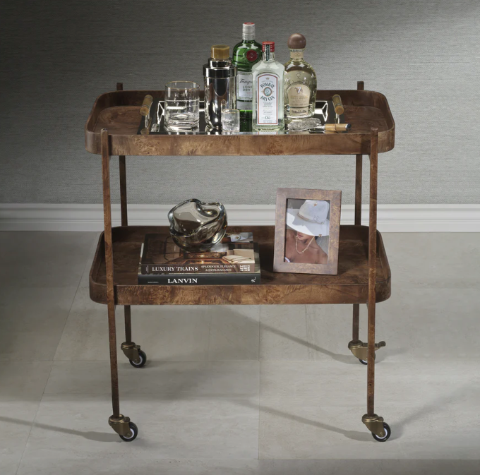 Beneteau Bar Cart in Burl Venneer