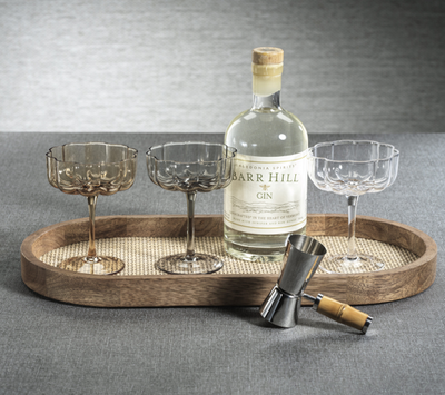 Mango Wood w Rattan Inlay Oval Tray 18in x 9in x1