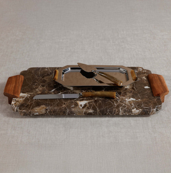 Mocha Marble Marble Tray Charcuterie Board