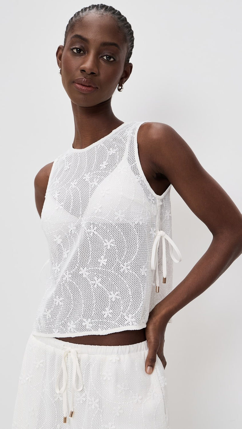 Sundara Tie Side Lace Top White