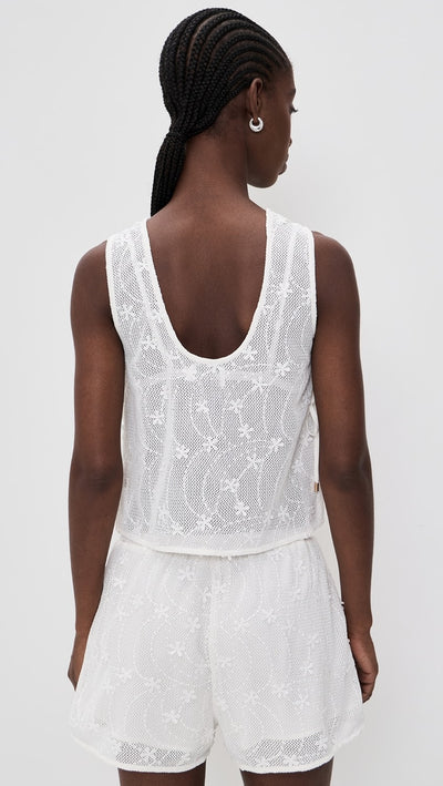 Sundara Tie Side Lace Top White