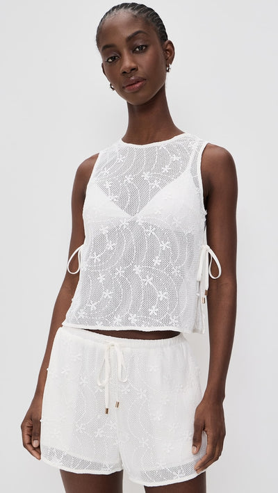 Sundara Tie Side Lace Top White