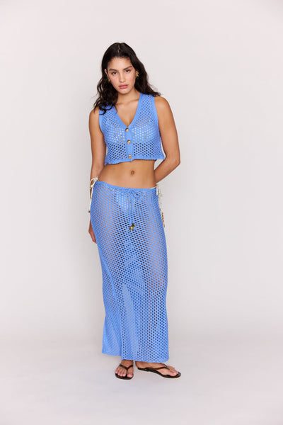 Balmy Crochet Hipster Skirt Blue