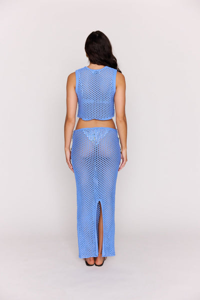Balmy Crochet Hipster Skirt Blue