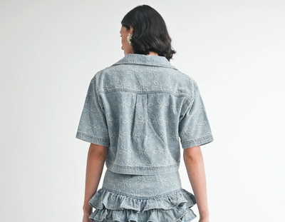 Floral Distress Denim Top