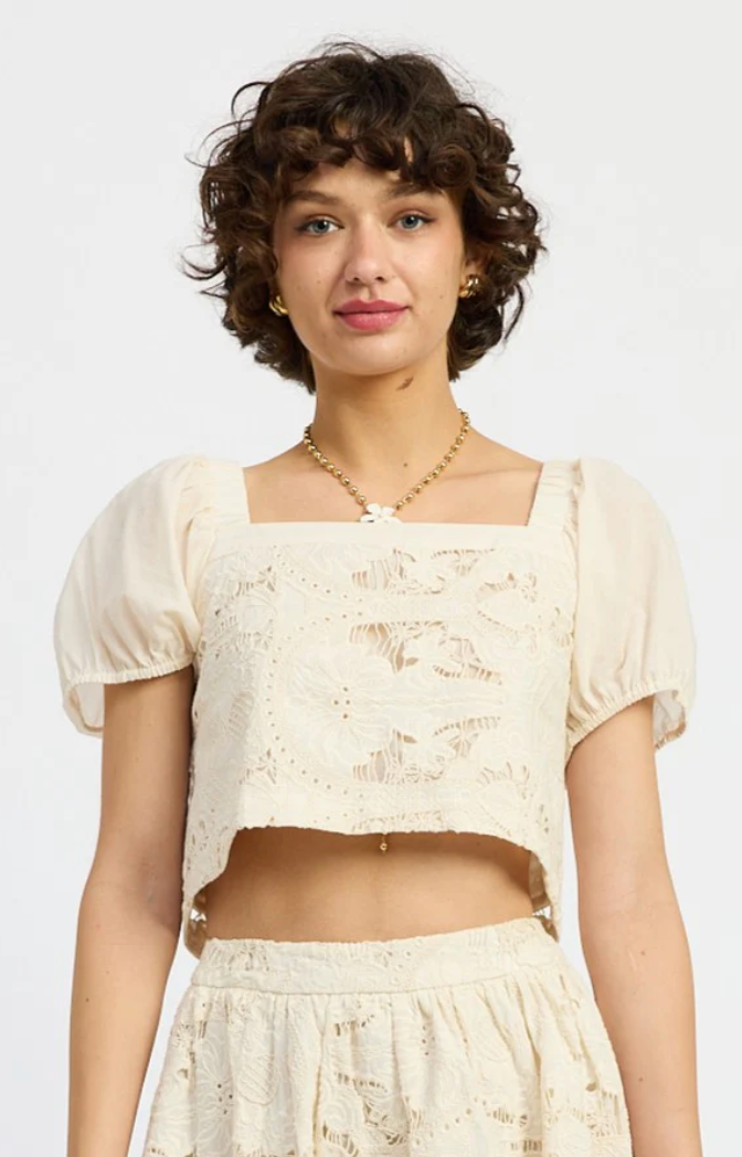 Celina Mixed Media Crop Top