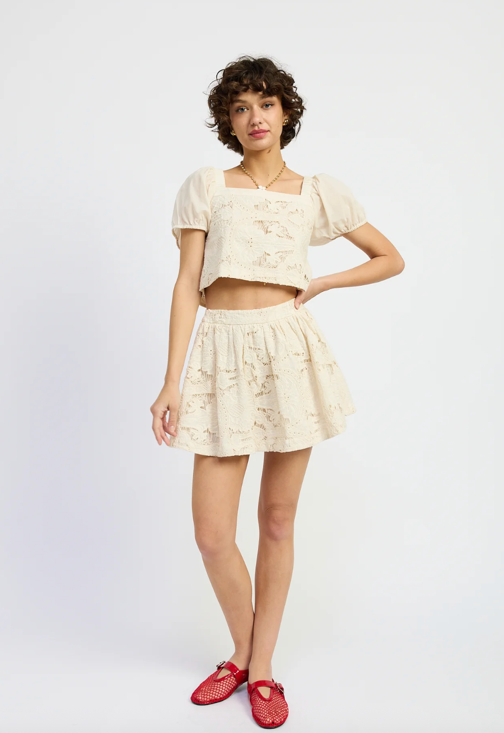 Celina Mixed Media Crop Top