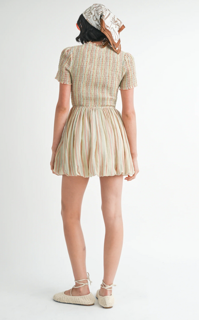 Smocked Short Sleeve Bubble Mini Dress