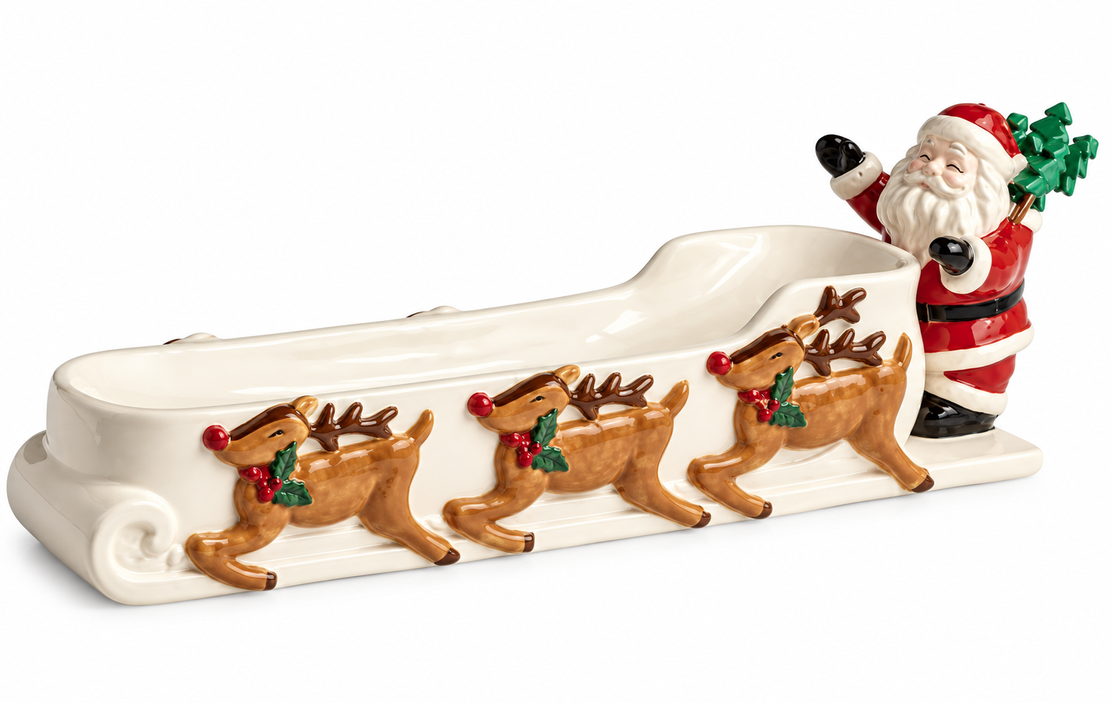 Santas Sleigh Cracker Dish And Toothpick Set