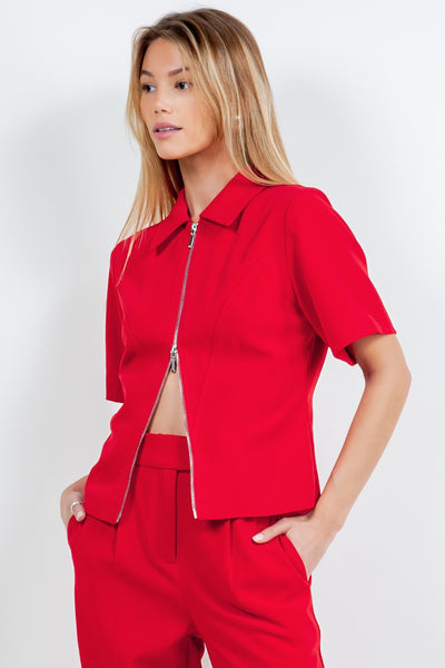 Two Way Zipper Top Red