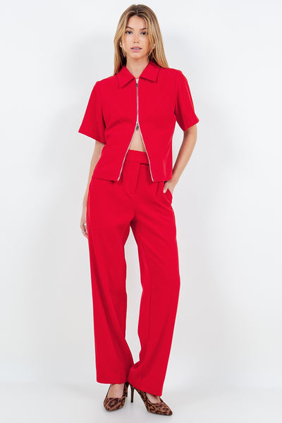 Two Way Zipper Top Red