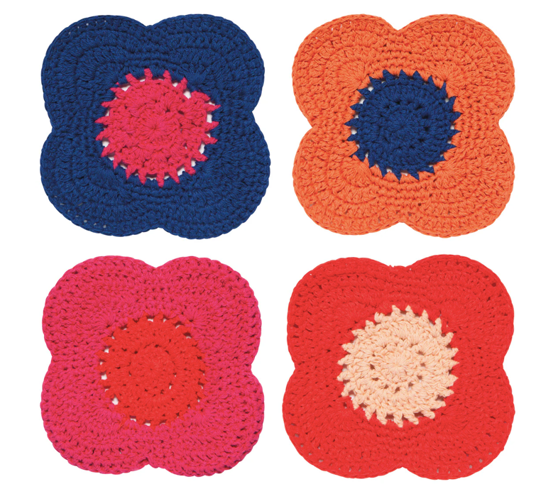 Coaster Crochet Poppy Set 4