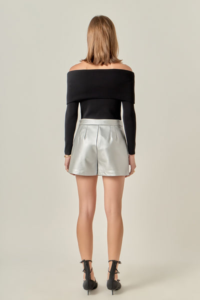 Pu Skort Silver