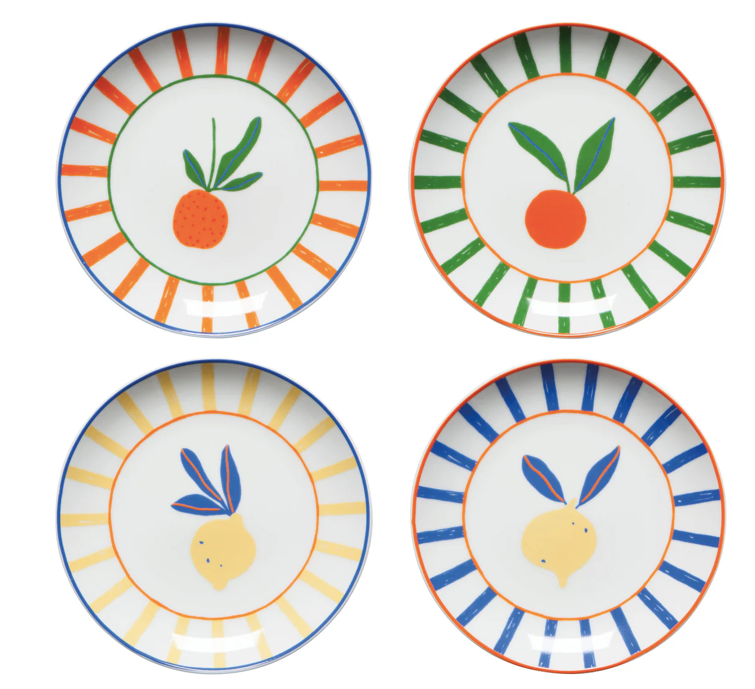 Citrus Burst Appetizer Plates Set of 4