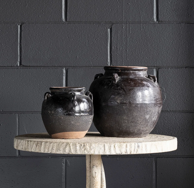 Glazed 4 Handle Pot L