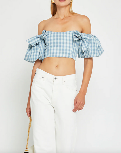 Petra Cropped Top Blue Plaid