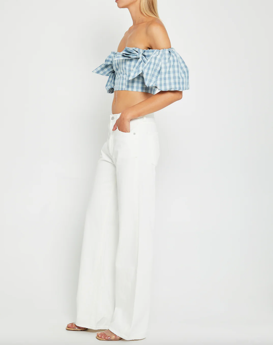 Petra Cropped Top Blue Plaid
