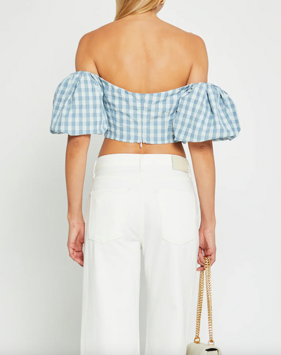 Petra Cropped Top Blue Plaid