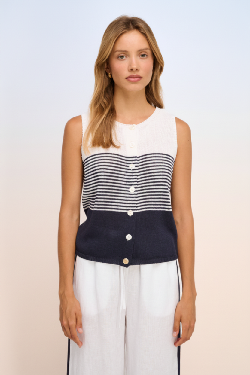 Emma Tank Top Navy White