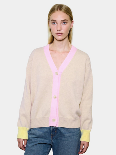 Faye Colour Block Cardigan Beige
