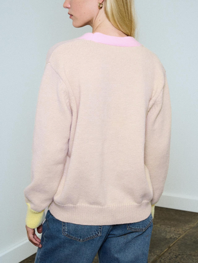 Faye Colour Block Cardigan Beige