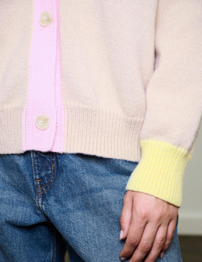 Faye Colour Block Cardigan Beige