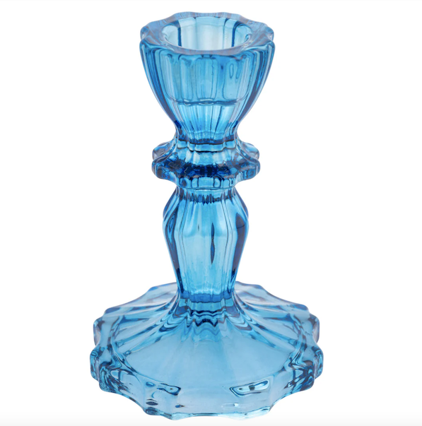 Glass Candlestick Holder Cobalt