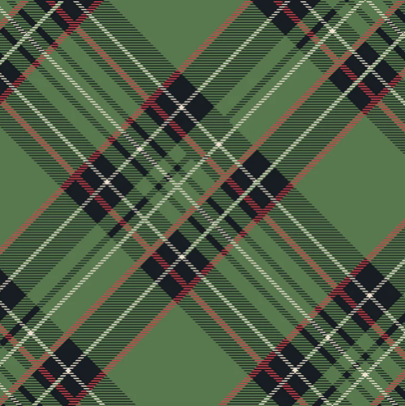 Green Plaid Cocktail Napkin