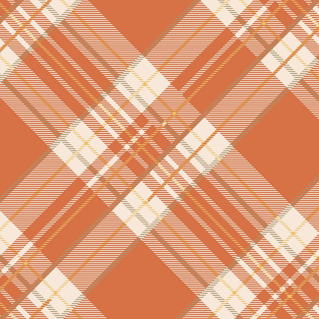 Orange Plaid Cocktail Napkin