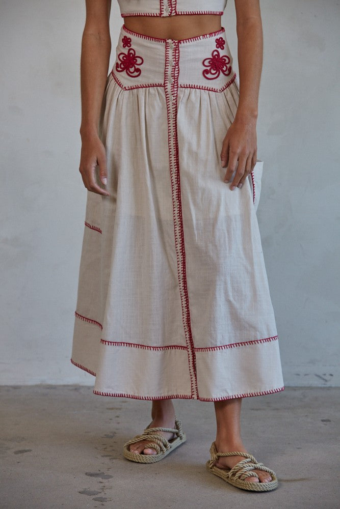 Bellavista Skirt Taupe Red