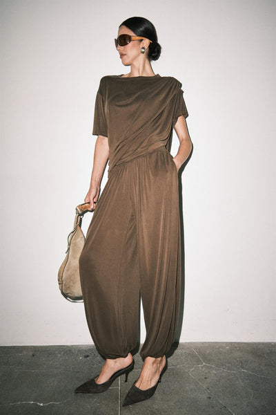 Emery Drapey Jersey Pant Brown
