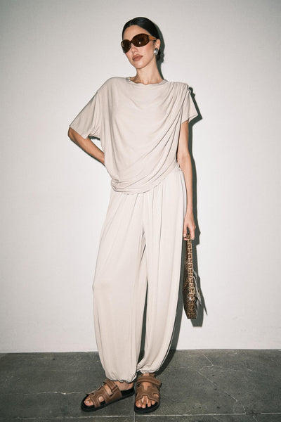 Emery Drapey Jersey Pant Stone