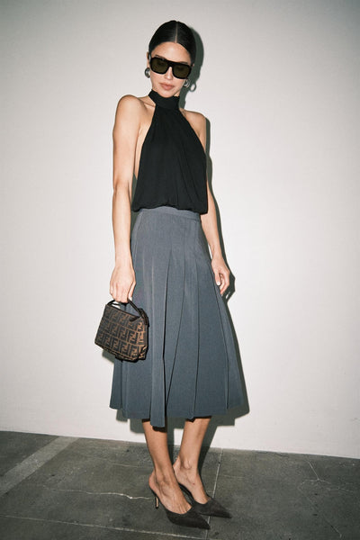 Alex Crepe Halter Top Black