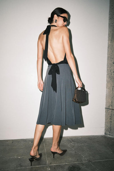 Alex Crepe Halter Top Black