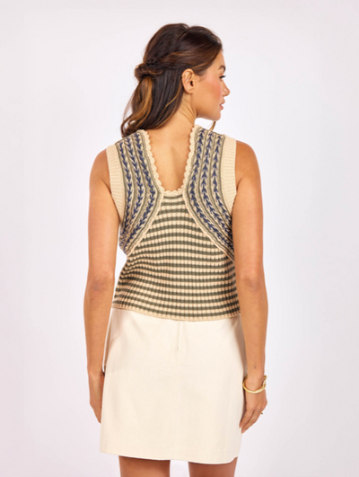 Mona Stripe Sweater Tank Sage Multi