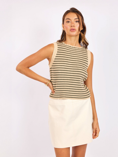 Mona Stripe Sweater Tank Sage Multi