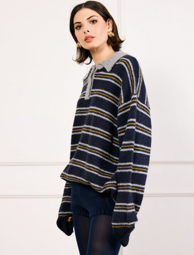 Sutton Striped Sweater Navy