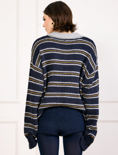 Sutton Striped Sweater Navy