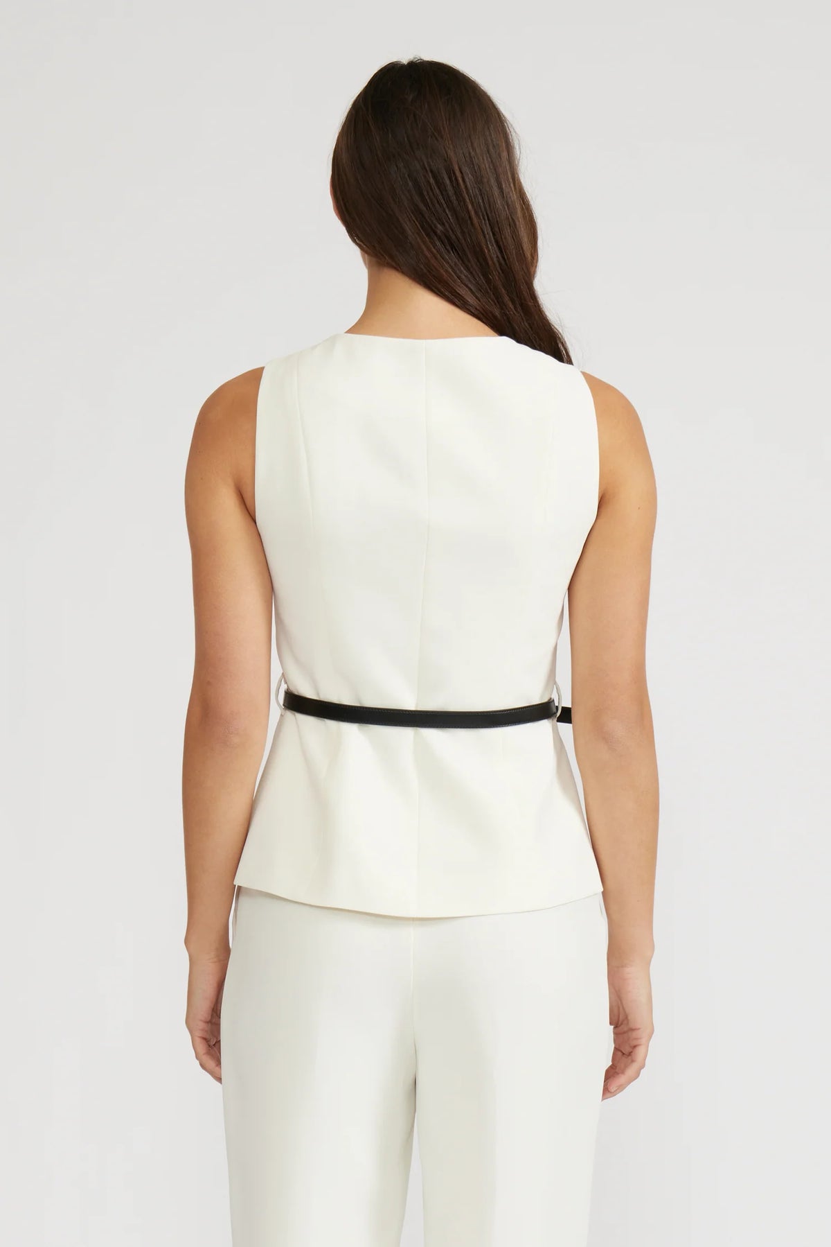 Anna Belted Vest Ivory
